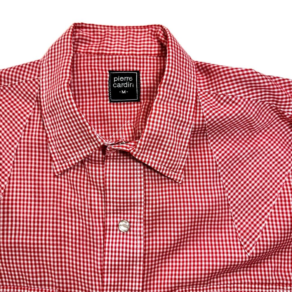 Vintage Pierre Cardin Western Shirt Red Gingham Pearl Snap 70s  80s Men’s L